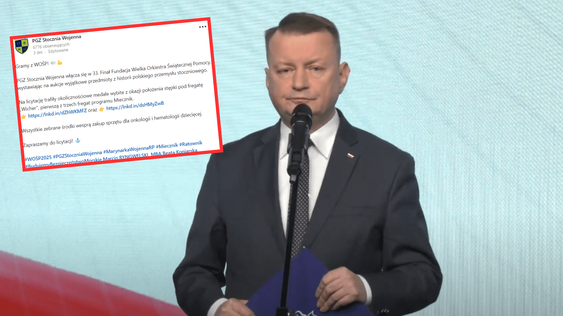 Błaszczak alarmuje! Przerażony polityk ostrzega przed licytacją WOŚP. „Tłum ruskich agentów”