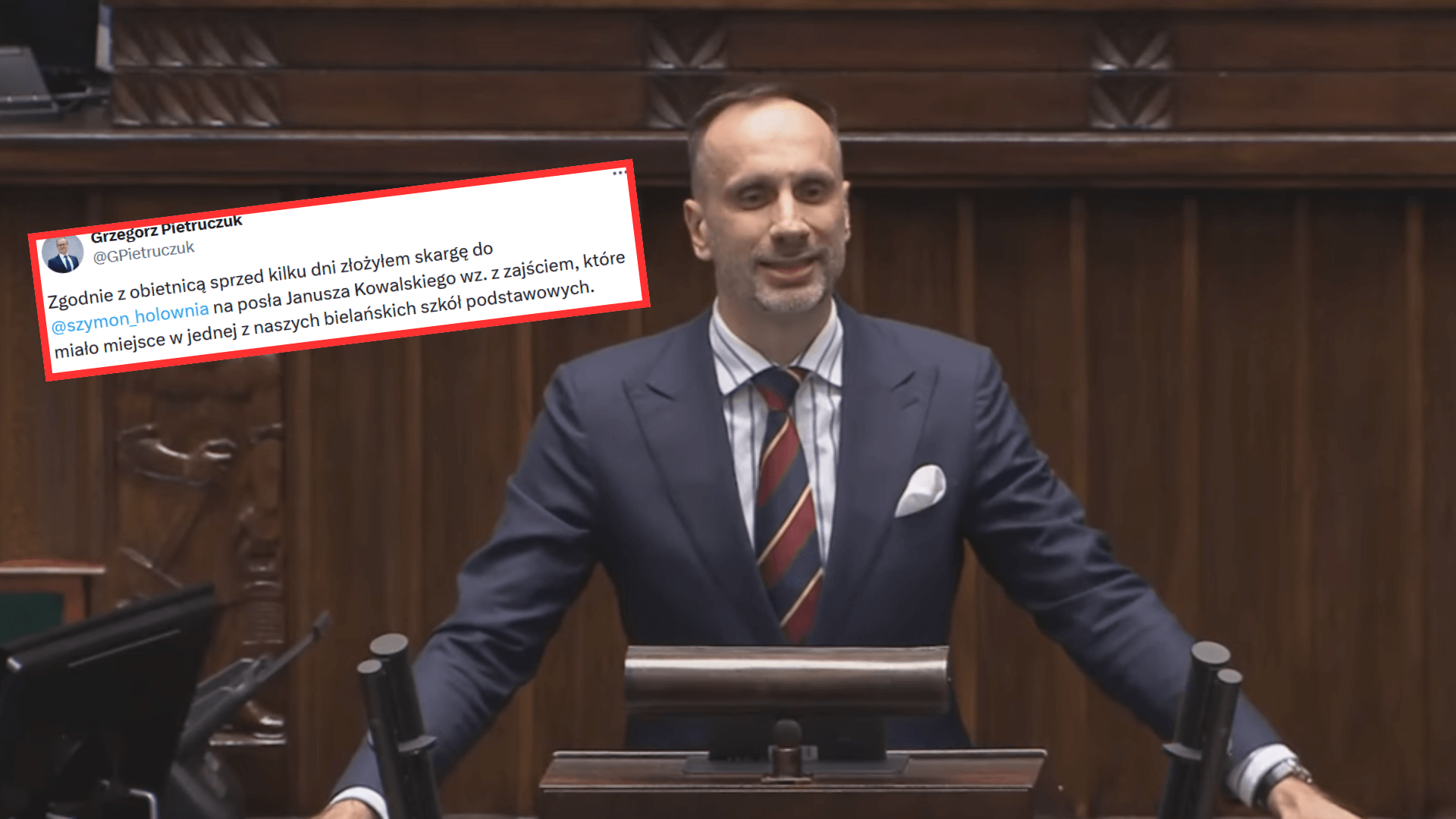 Kowalski, coś ty zrobił? Poseł PiS z Bąkiewiczem wtargnęli do podstawówki! "W sposób natarczywy..."