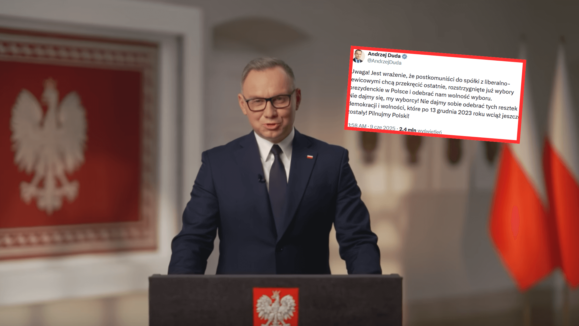 Duda już się tłumaczy iż słów o „przekręceniu” wyborów. Nagle padły dwa nazwiska. „Jeden z tych panów…”