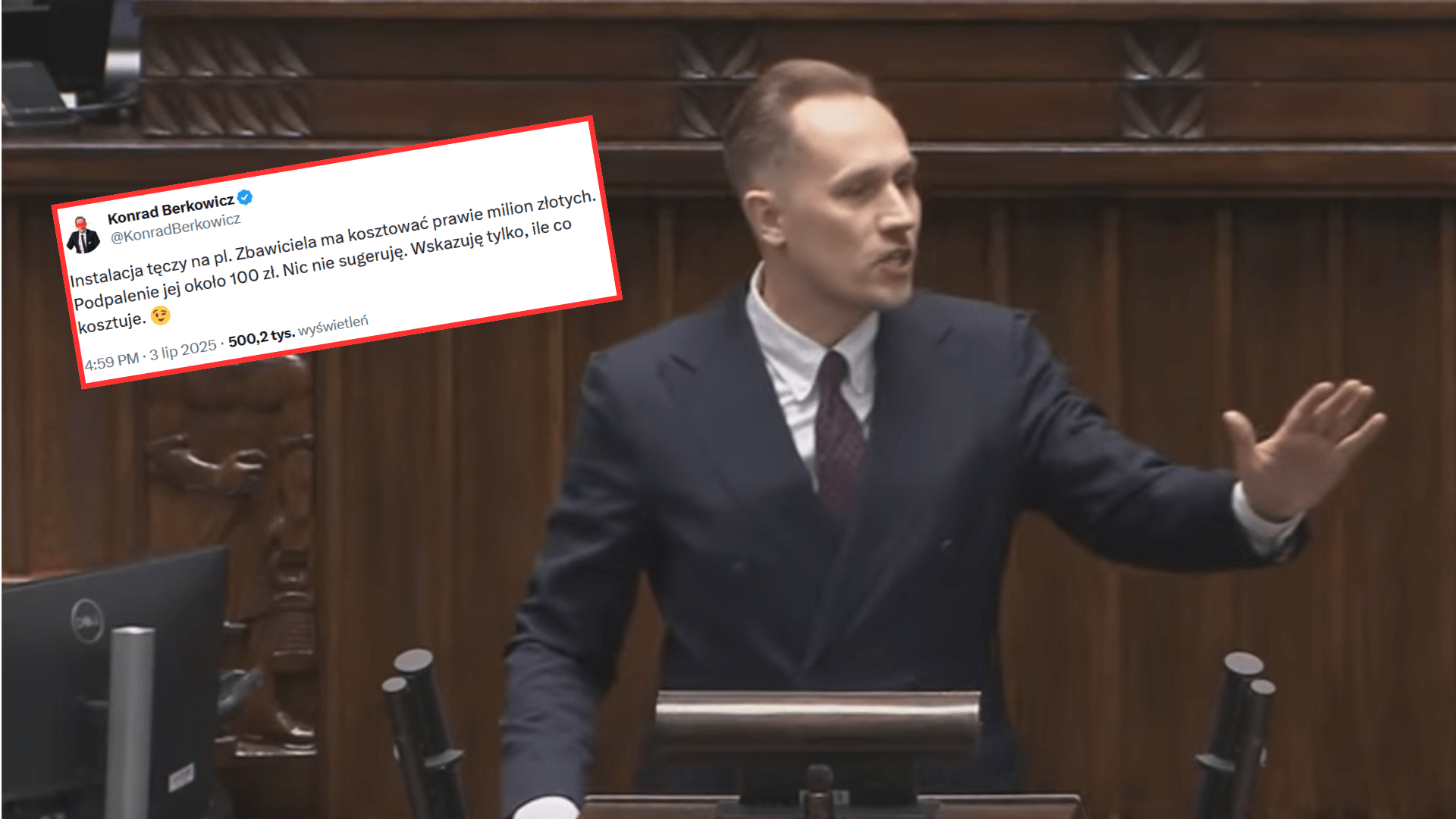 Berkowicz dowiedział się o odbudowie słynnej tęczy. TEN wpis to dno i metr mułu. „Podpalenie jej ok 100 zł”