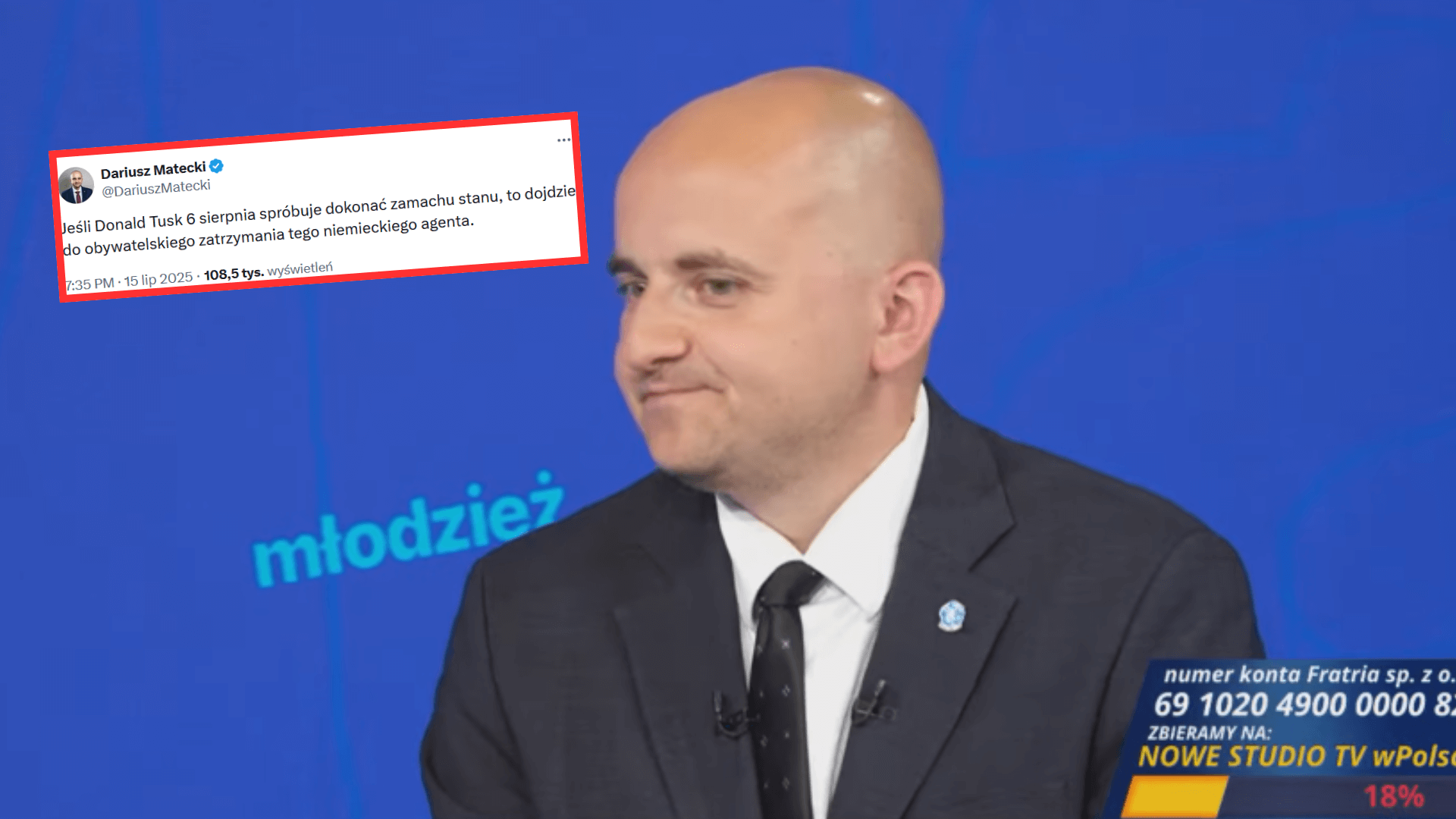 Matecki złapał za klawiaturę i postraszył premiera Tuska. Grozi mu… „obywatelskim zatrzymaniem”! „Jeżeli 6 sierpnia…”