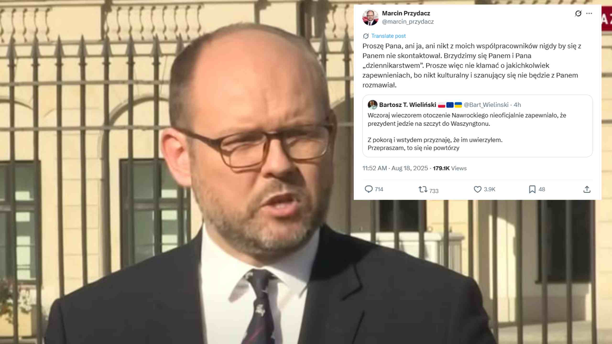 Minister Nawrockiego wściekł się na dziennikarza. Szokujący wpis. „Brzydzimy się Panem”