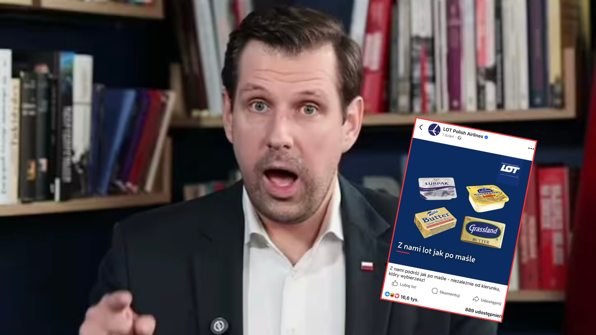 Bocheński oburzył się na niemieckie masło, bezbłędna odpowiedź LOT-u! „Z nami jak po maśle”