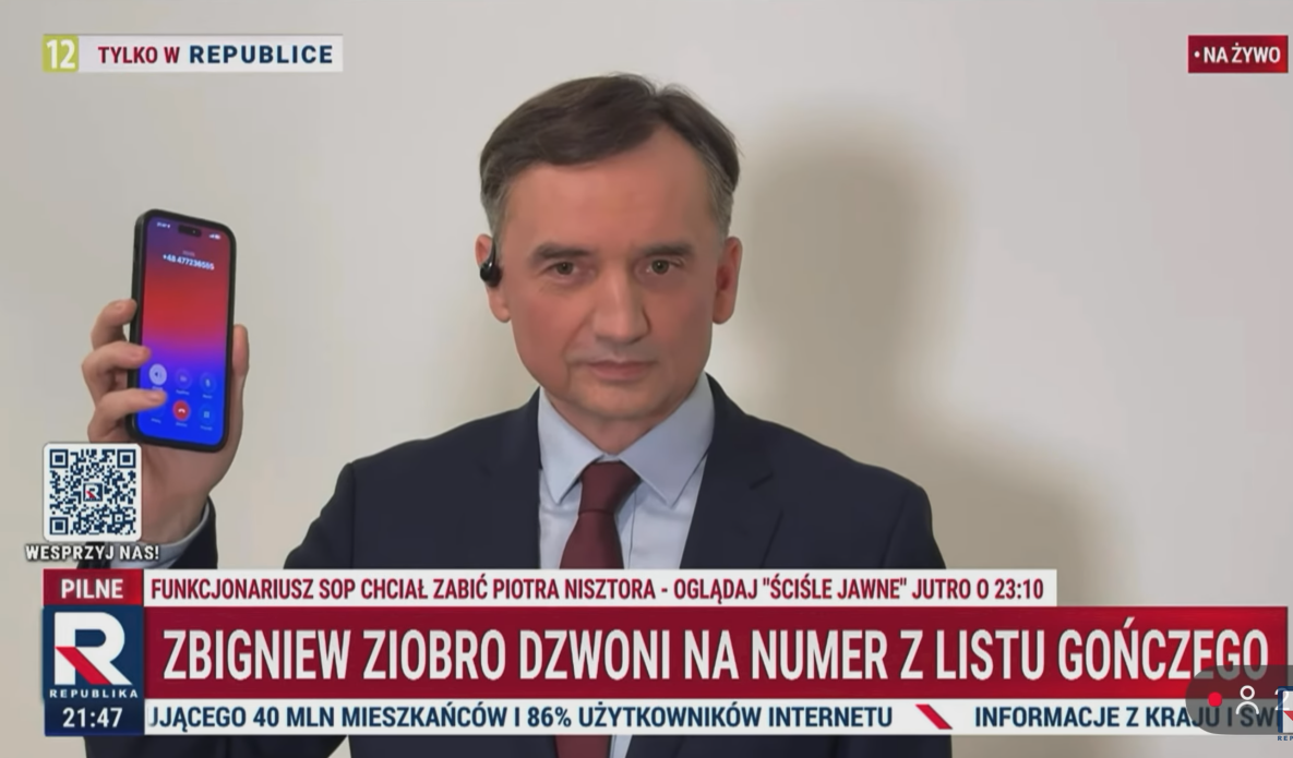 TO wydarzyło się w programie na żywo! Ziobro nagle wyjął telefon i wezwał policję. „Linia zajęta”