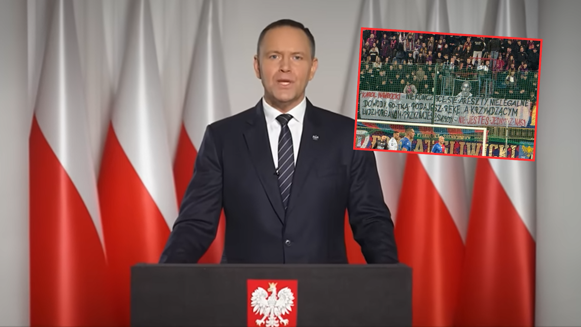 Takiego ciosu się nie spodziewał! Kibice wywiesili transparenty o Nawrockim, TO nie są miłe hasła. „Nie jesteś…”