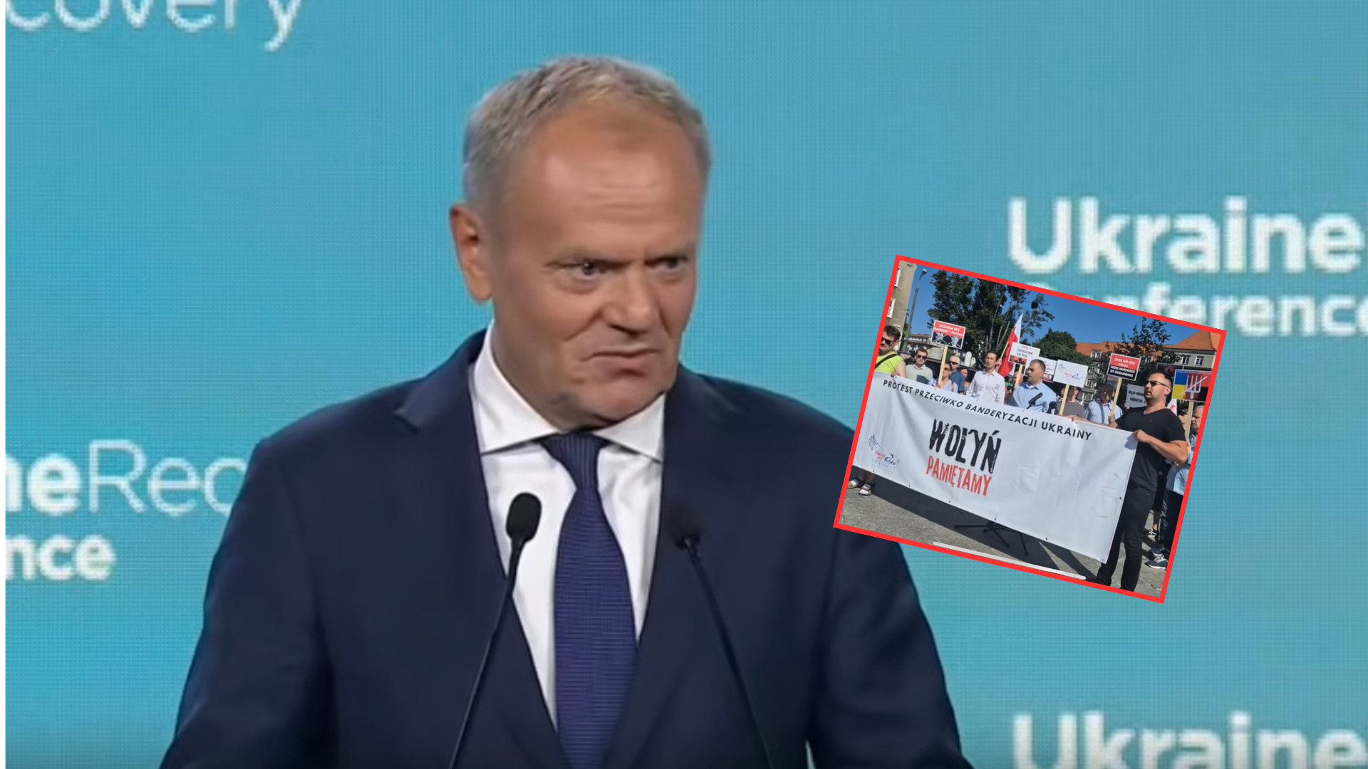 Zełenski nie przyjechał, ale w Gdańsku protesty od rana. Przynieśli choćby transparent. „Stop banderyzacji”