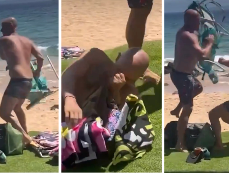 Polityk bójka na plaży awantura 
