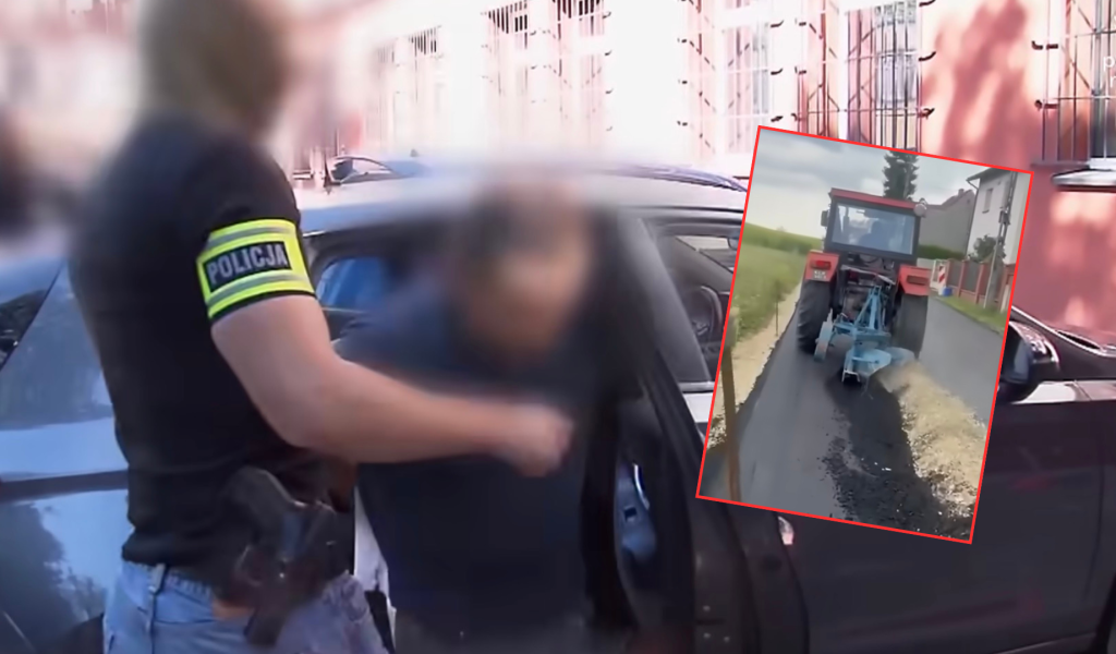 Rolnik zaorał asfalt