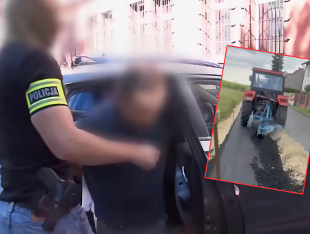 Rolnik zaorał asfalt 