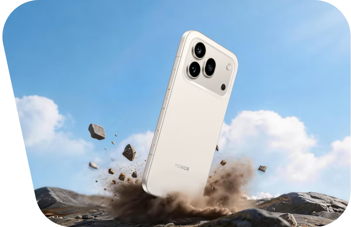 HONOR 600 Pro uderzający o skały – wytrzymała metalowa rama telefonu